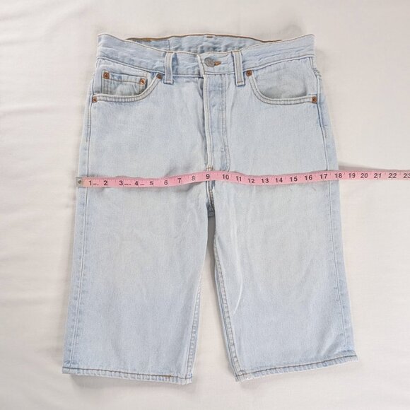 Levi's VTG Light Wash Denim Button Fly Long Length Jorts Jean Shorts - Picture 4 of 10